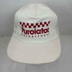 VTG Purolator Motorsports White Snapback Hat Cap Adjustable Embroidered 90s USA